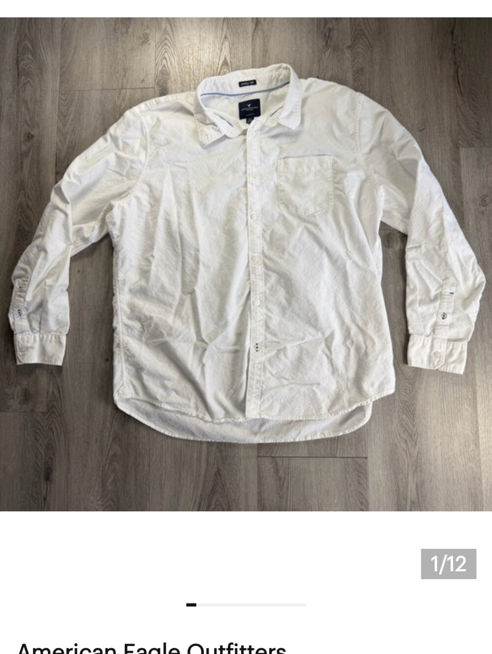 American Eagle Outfitters White Lightweight Button-Front Shirt